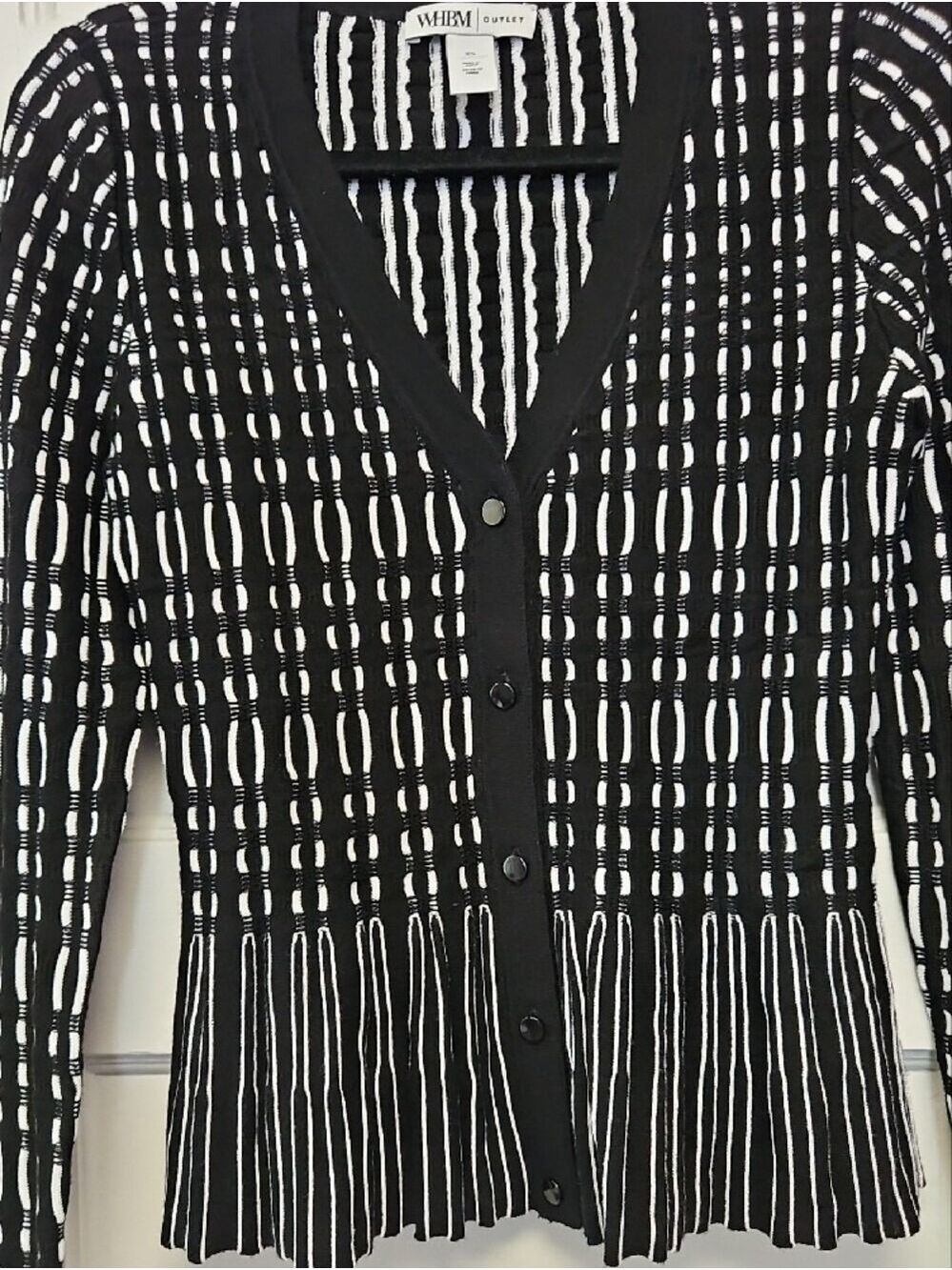 WHBM Black and White Striped Knit Cardigan XS - Picture 4 of 8